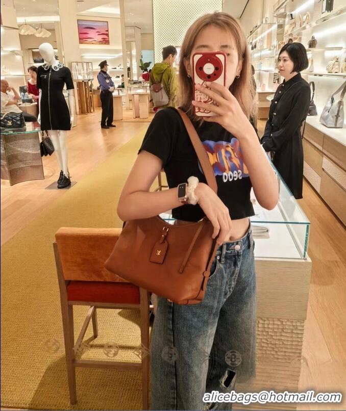 ​Best Price Louis Vuitton CarryAll PM Bag in Embossed Grained Cowhide Leather M11790 Cognac Brown 2025