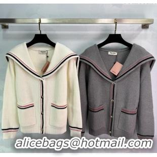 Buy Inexpensive Miu Miu Wool Cardigan MM101418 White/Grey 2025