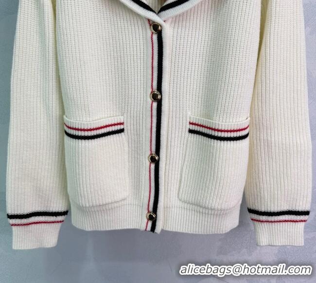 Buy Inexpensive Miu Miu Wool Cardigan MM101418 White/Grey 2025