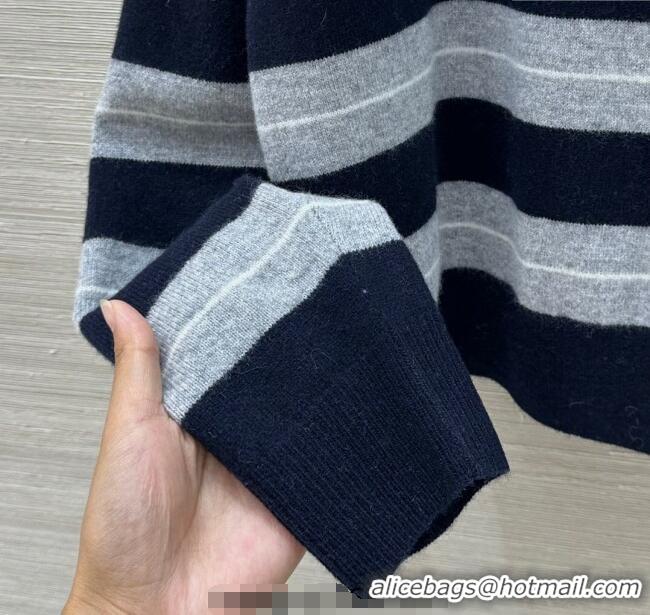 Buy Cheapest Miu Miu Cashmere Polo Shirt MM101420 Grey/Blue 2025