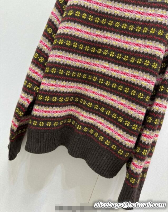 ​Affordable Price Miu Miu Striped Sweater MM101423 Brown/Multicolor 2025
