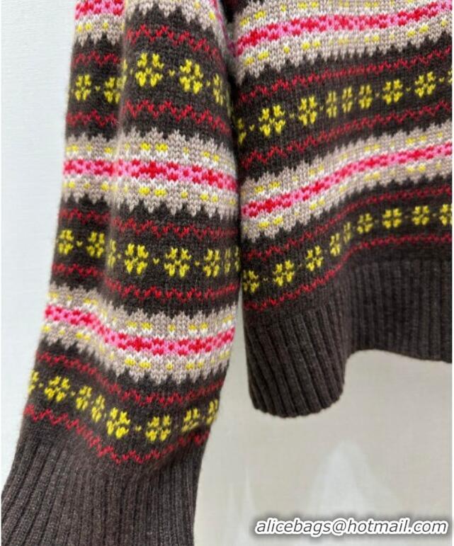 ​Affordable Price Miu Miu Striped Sweater MM101423 Brown/Multicolor 2025
