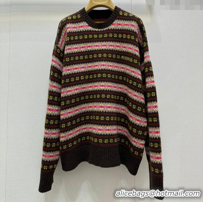 ​Affordable Price Miu Miu Striped Sweater MM101423 Brown/Multicolor 2025