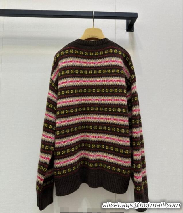 ​Affordable Price Miu Miu Striped Sweater MM101423 Brown/Multicolor 2025