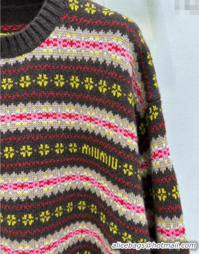 ​Affordable Price Miu Miu Striped Sweater MM101423 Brown/Multicolor 2025