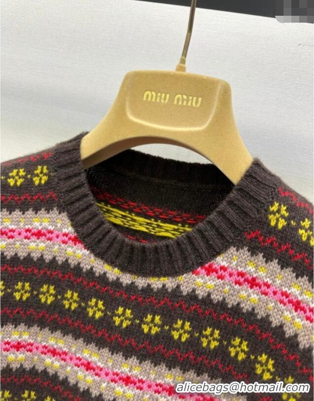 ​Affordable Price Miu Miu Striped Sweater MM101423 Brown/Multicolor 2025