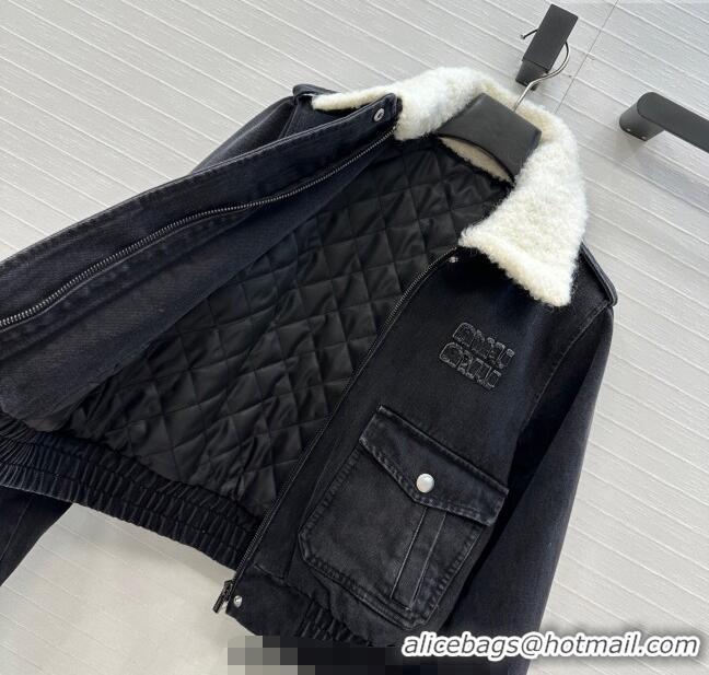 Trendy Design Miu Miu Denim Jacket with Cotton Padded MM101421 Black 2025