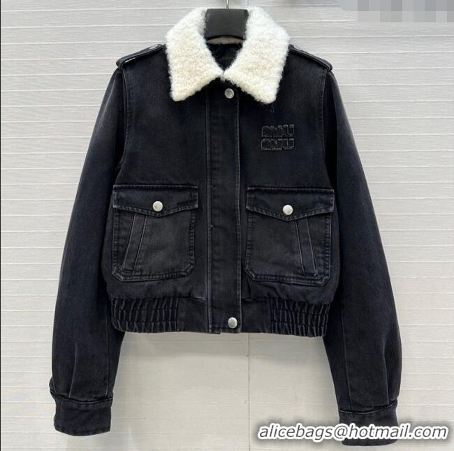 Trendy Design Miu Miu Denim Jacket with Cotton Padded MM101421 Black 2025