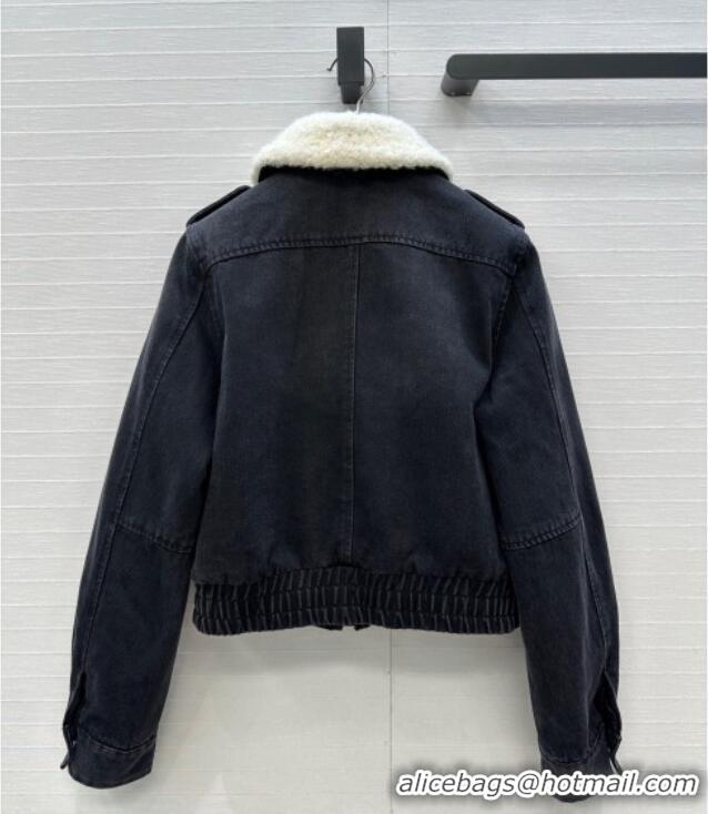 Trendy Design Miu Miu Denim Jacket with Cotton Padded MM101421 Black 2025