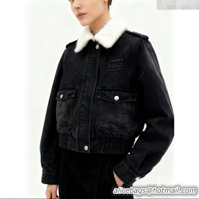 Trendy Design Miu Miu Denim Jacket with Cotton Padded MM101421 Black 2025