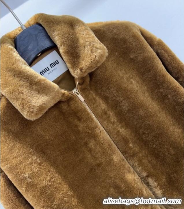 Inexpensive Miu Miu Furry Jacket MM101424 Brown 2025