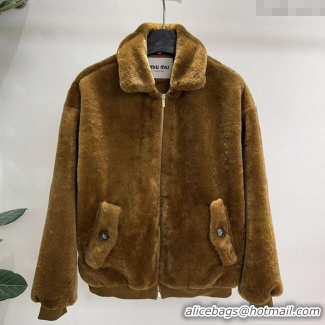 Inexpensive Miu Miu Furry Jacket MM101424 Brown 2025