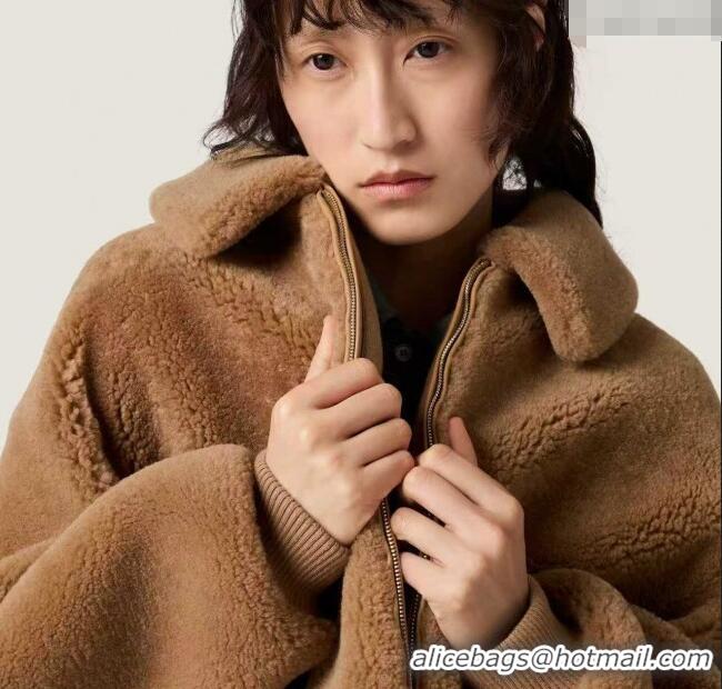 Inexpensive Miu Miu Furry Jacket MM101424 Brown 2025