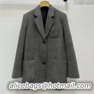 Unique Discount Miu Miu Wool Jacket MM101422 Black/Grey/White 2025
