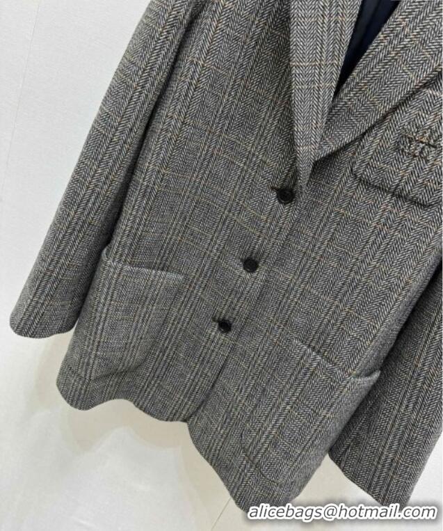 Unique Discount Miu Miu Wool Jacket MM101422 Black/Grey/White 2025