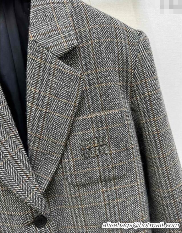 Unique Discount Miu Miu Wool Jacket MM101422 Black/Grey/White 2025