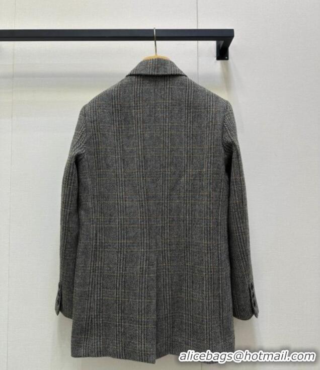 Unique Discount Miu Miu Wool Jacket MM101422 Black/Grey/White 2025