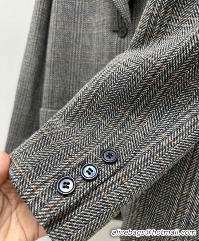 Unique Discount Miu Miu Wool Jacket MM101422 Black/Grey/White 2025