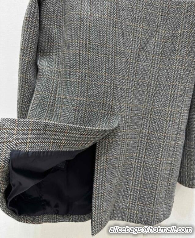Unique Discount Miu Miu Wool Jacket MM101422 Black/Grey/White 2025