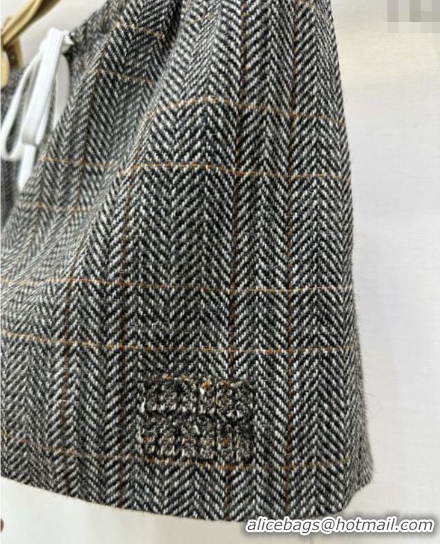 ​Promotional Miu Miu Wool Mini Skirt MM101422 Black/Grey/White 2025