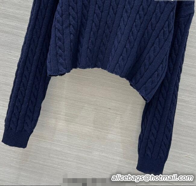 ​Buy Discount Miu Miu Wool Short Sweater MM101425 Blue 2025