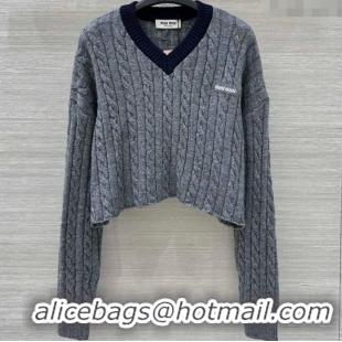 Good Quality Miu Miu Wool Short Sweater MM101425 Grey 2025