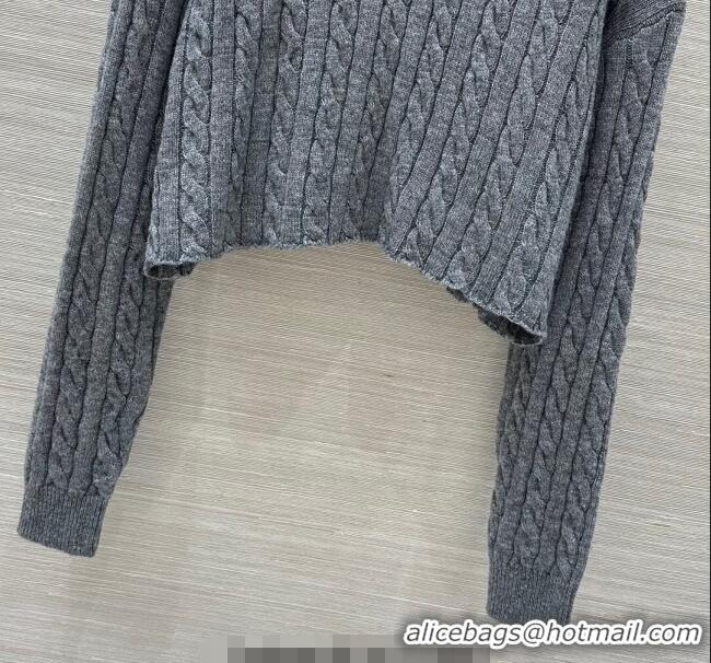 Good Quality Miu Miu Wool Short Sweater MM101425 Grey 2025