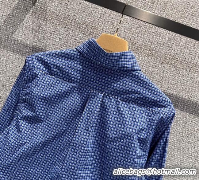 Promotional Miu Miu Cotton Plaid Shirt MM101428 Blue 2025