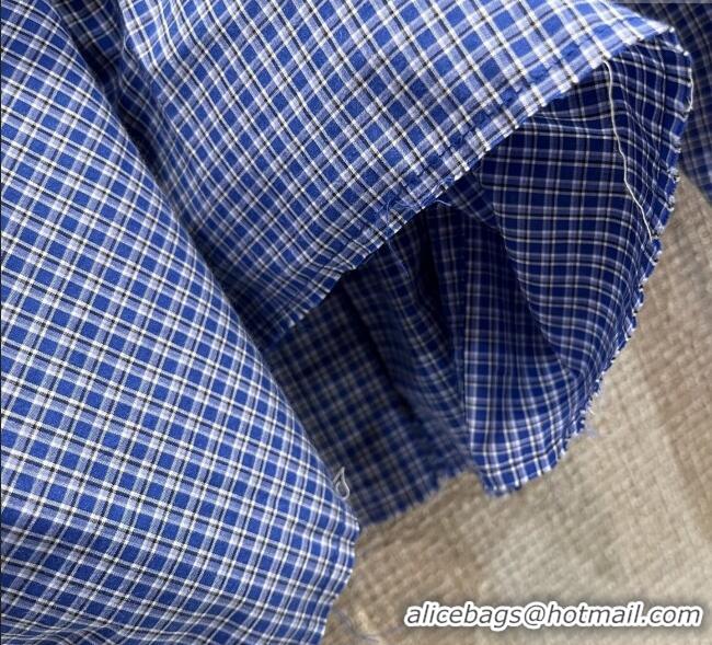 Promotional Miu Miu Cotton Plaid Shirt MM101428 Blue 2025