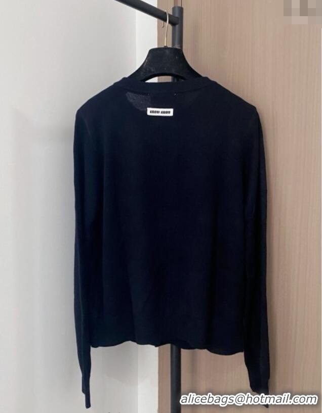 ​Best Price Miu Miu Wool Blend Cardigan with Bow MM101427 Black 2025