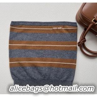 Promotional Miu Miu Cashmere Striped Vest MM101428 Grey/Brown 2025