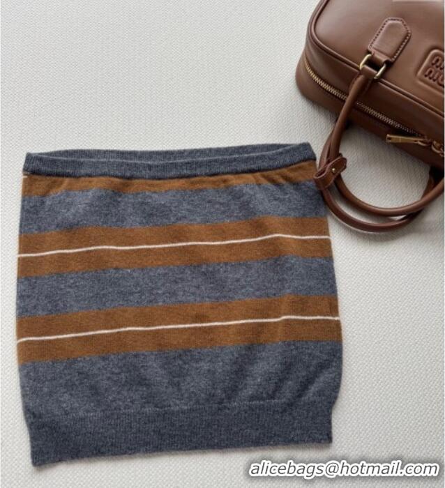 Promotional Miu Miu Cashmere Striped Vest MM101428 Grey/Brown 2025