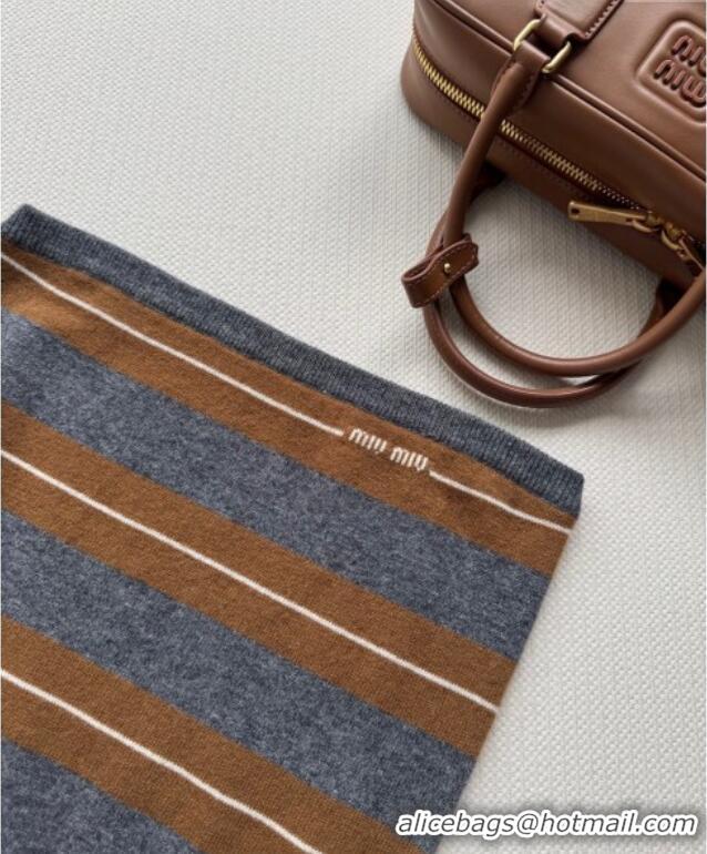 Promotional Miu Miu Cashmere Striped Vest MM101428 Grey/Brown 2025