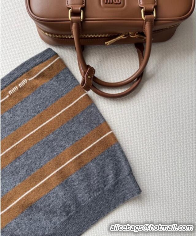 Promotional Miu Miu Cashmere Striped Vest MM101428 Grey/Brown 2025