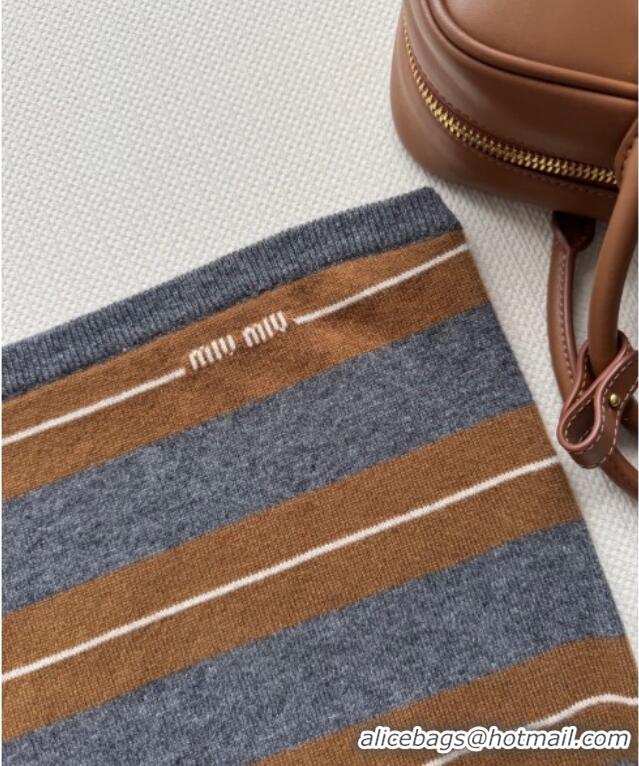 Promotional Miu Miu Cashmere Striped Vest MM101428 Grey/Brown 2025