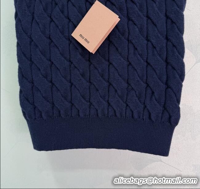 Top Grade Miu Miu Wool Knit Vest MM101432 Blue 2025
