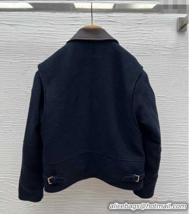 Top Quality Miu Miu Wool and Padded Jacket 1015 Dark Blue 2025