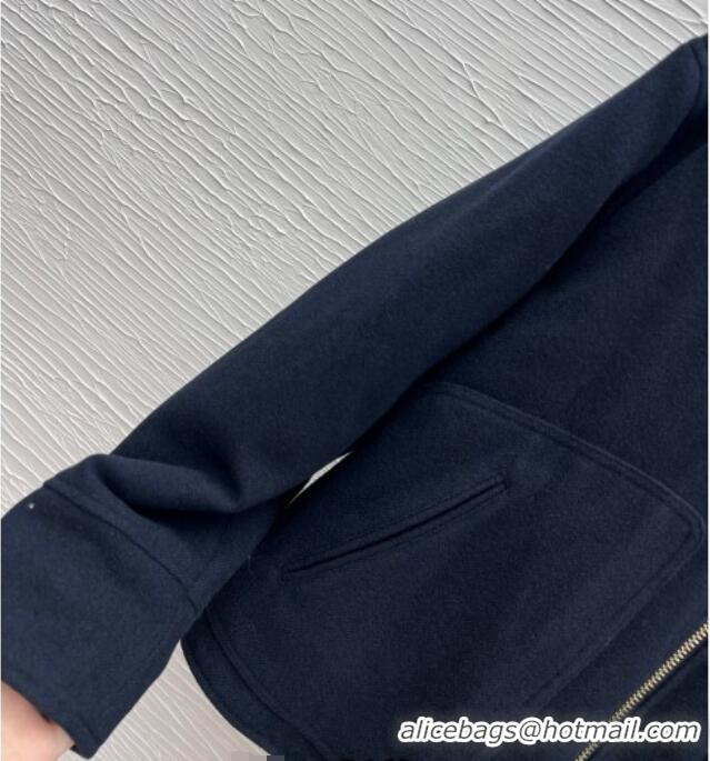 Top Quality Miu Miu Wool and Padded Jacket 1015 Dark Blue 2025