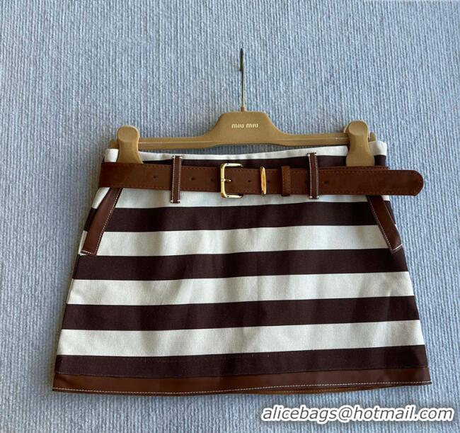 Classic Specials Miu Miu Striped Mini Skirt 1015 Brown 2025