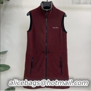 ​Well Crafted Miu Miu Fleece Dress M101708 Burgundy 2025