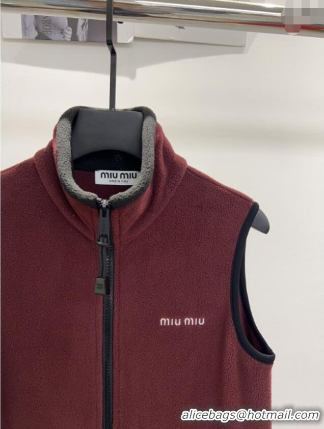 ​Well Crafted Miu Miu Fleece Dress M101708 Burgundy 2025