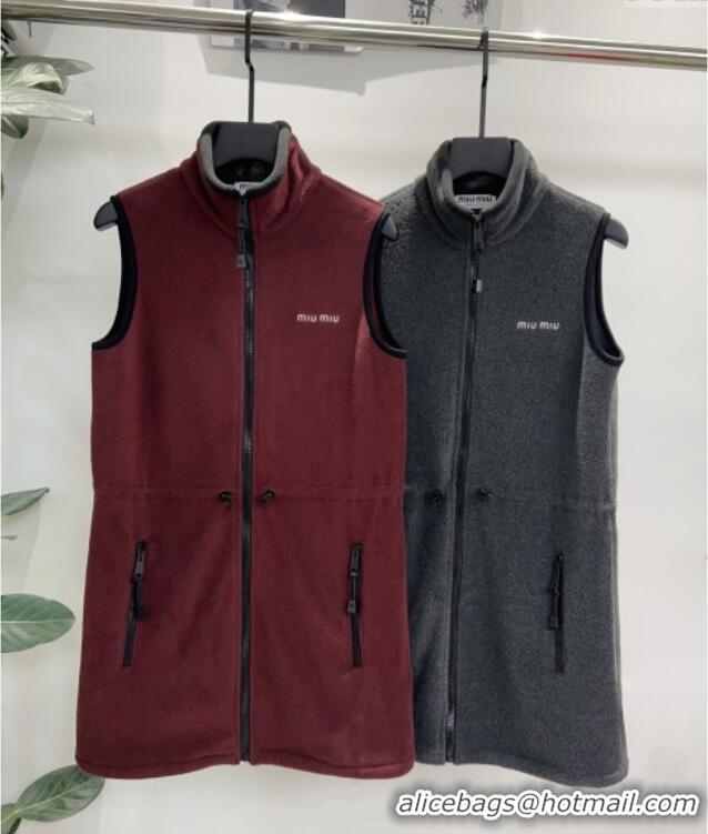 ​Well Crafted Miu Miu Fleece Dress M101708 Burgundy 2025