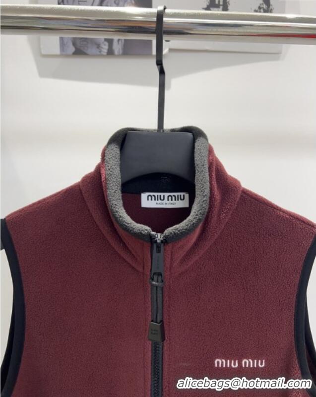 ​Well Crafted Miu Miu Fleece Dress M101708 Burgundy 2025