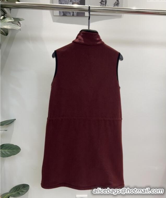 ​Well Crafted Miu Miu Fleece Dress M101708 Burgundy 2025