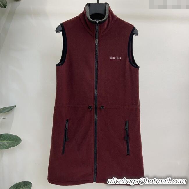 ​Well Crafted Miu Miu Fleece Dress M101708 Burgundy 2025