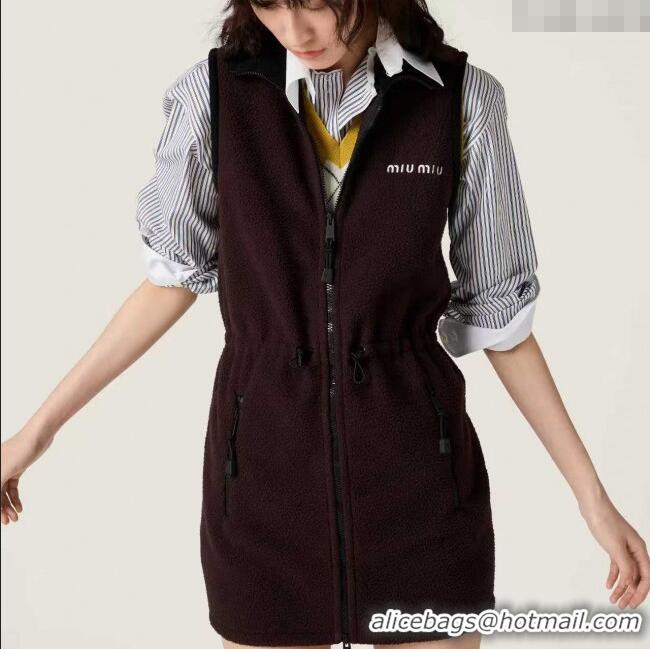 ​Well Crafted Miu Miu Fleece Dress M101708 Burgundy 2025