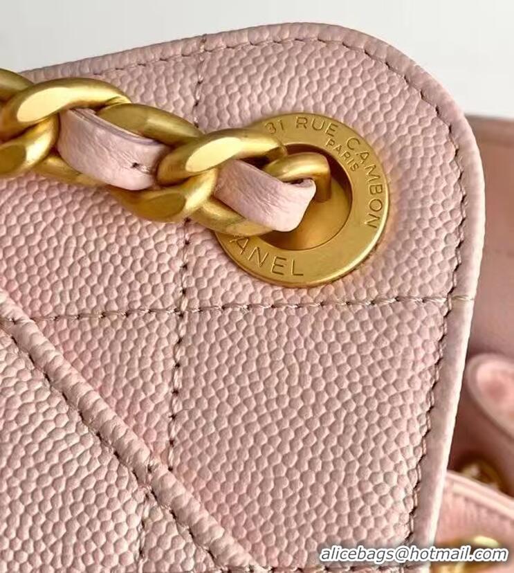 ​Pretty Style Chanel 25 Mini Hobo Handbag in Grained Calfskin AS5631 Light Pink 2025