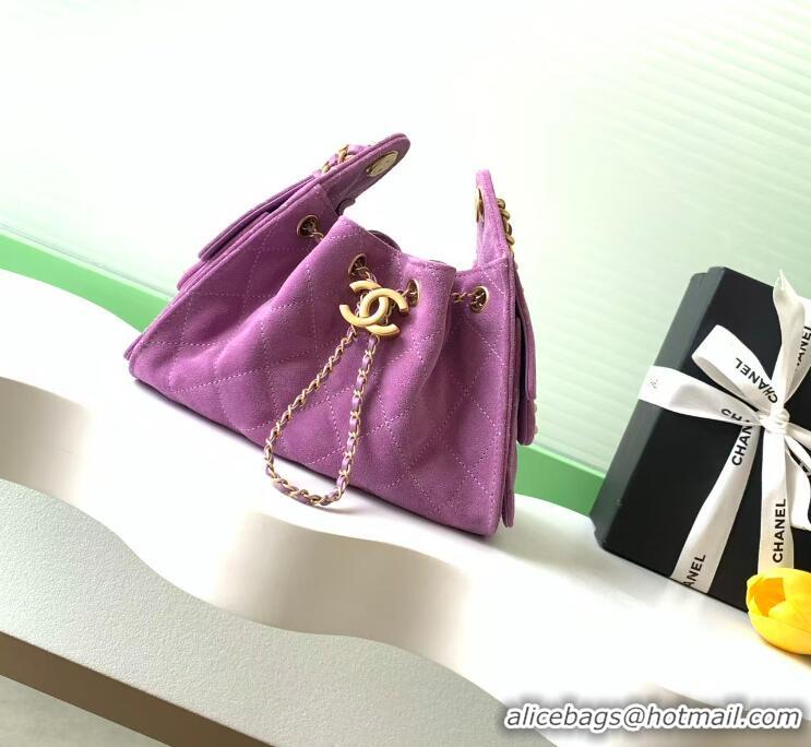 Super Quality Chanel 25 Mini Hobo Handbag in Suede AS5631 Purple 2025