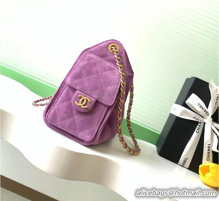 Super Quality Chanel 25 Mini Hobo Handbag in Suede AS5631 Purple 2025