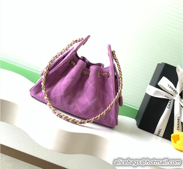 Super Quality Chanel 25 Mini Hobo Handbag in Suede AS5631 Purple 2025